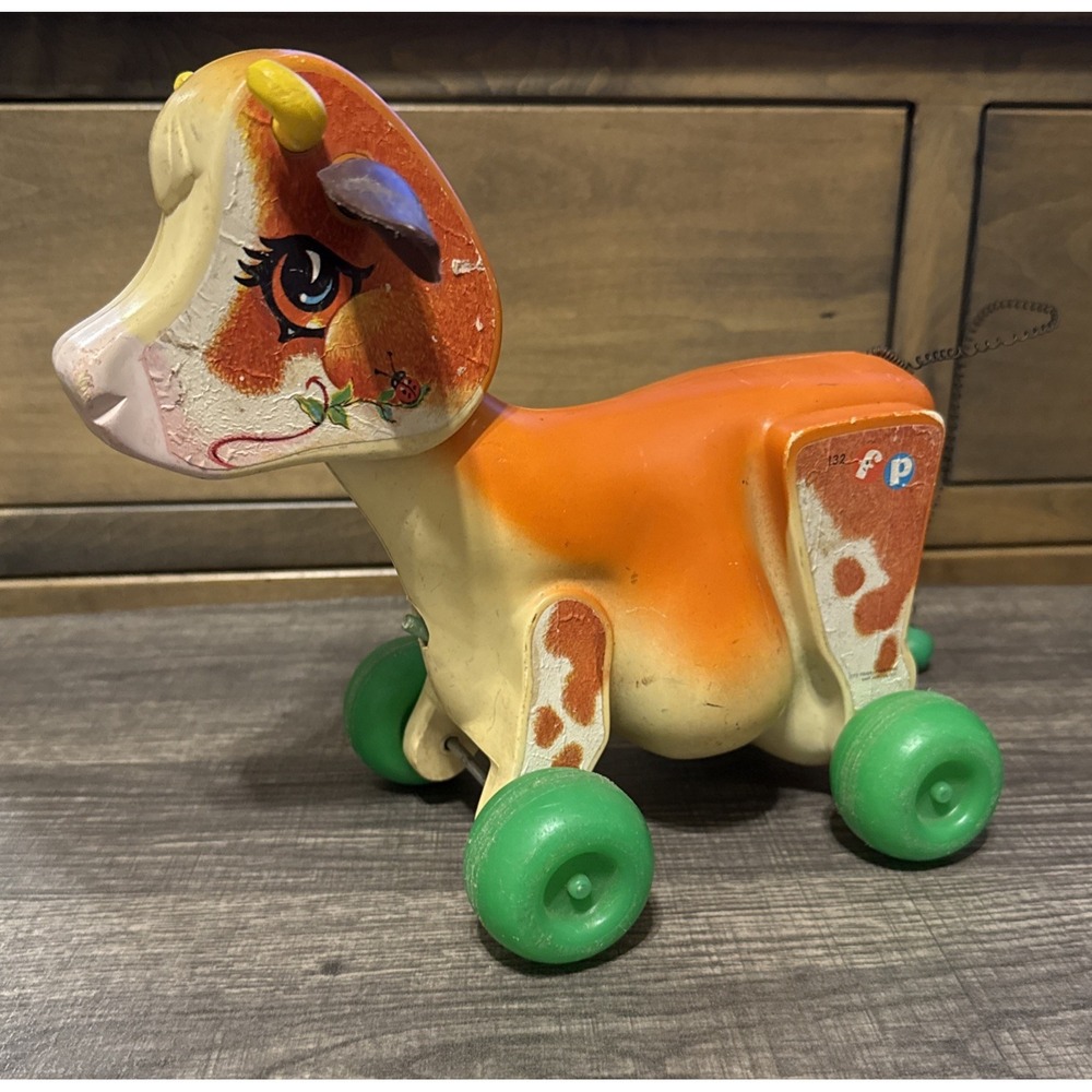 1972 Fisher-Price #132 Molly Moo Cow pull toy